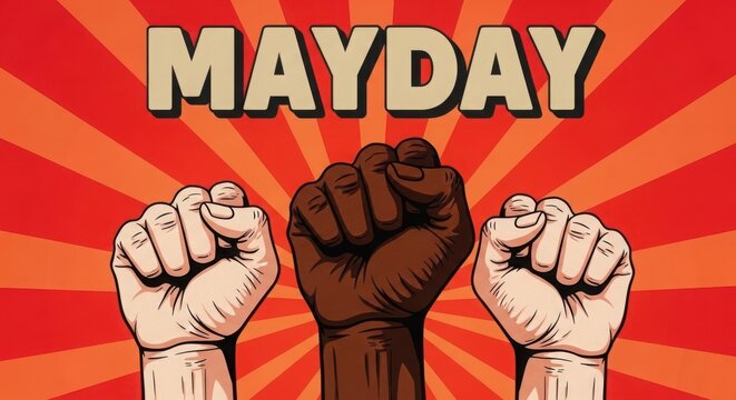 Labor day mayday fist unity workers rights protest
