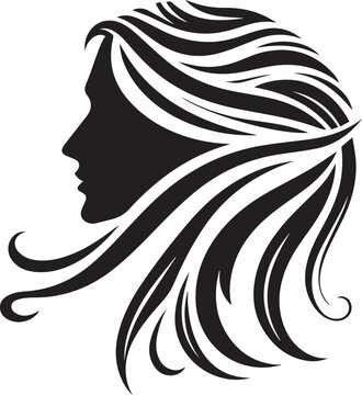 Long curly hair boy silhouette outline stylish trendy graphic illustration