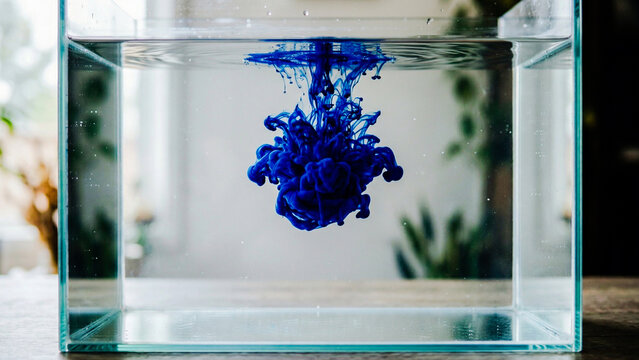 Deep blue ink diffusion in water