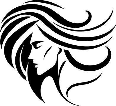 Long curly hair boy silhouette outline stylish trendy graphic illustration