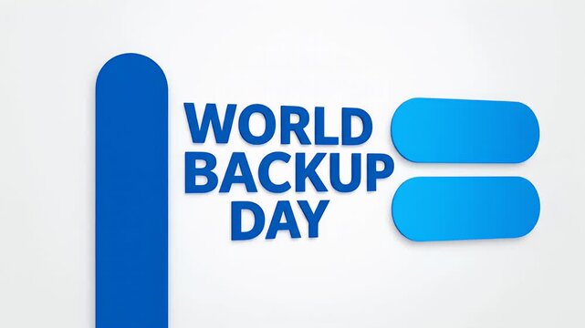 World backup day graphic with blue shapes and text