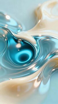 Silky blending of liquid metal and creamy white fluid