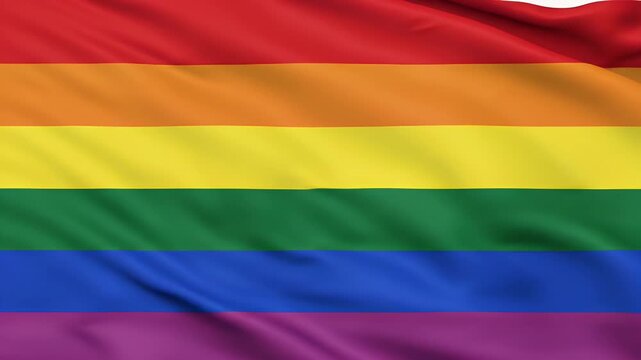 Waving rainbow flag represents LGBTQ+ community pride, diversity, and equal rights
