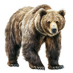 Fototapeta premium Brown Bear, beautiful watercolor illustration, isolated on a white background, soft and delicate colors.