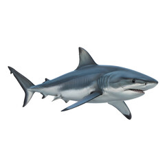 Obraz premium Mako Shark in Swimming Position, Underwater Predator, Marine Species Illustration isolated on white background