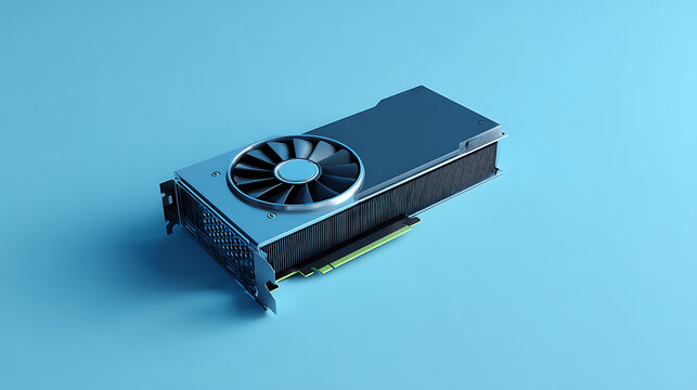 Computer graphics processing unit with cooling fan, main device for digital art, gaming, and artificial intelligence, power component