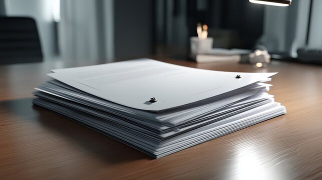 Stack of Office Documents on Desk