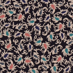 Fototapeta premium seamless paisley with batik pattern on back background
