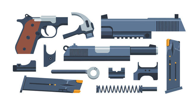 Handgun Parts Disassembled.