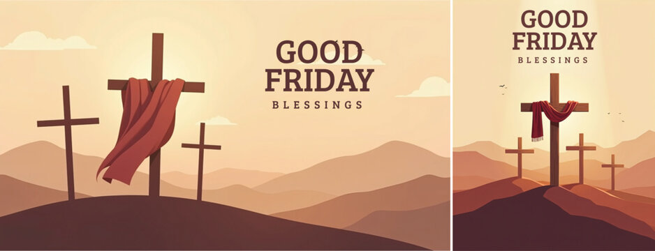 Elegant Good friday with cross background, Good friday holy week background for banner and social meida template