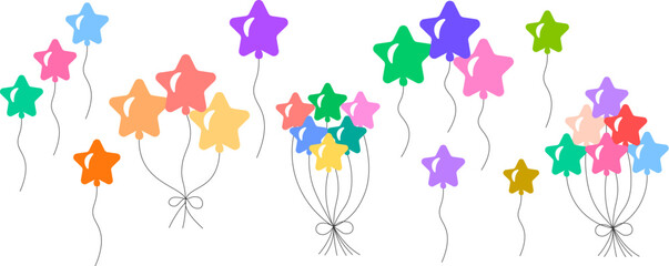 Creative star shaped balloons with colorful strings, party decoration elements © Satou Akira