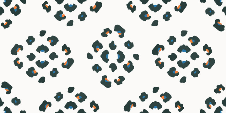 Abstract leopard print pattern with dark spots on a cream background