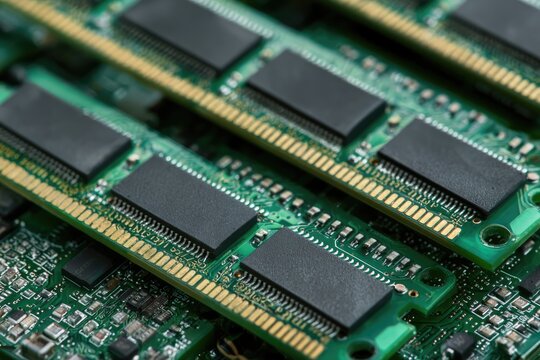 Close-up of Computer RAM Modules - Technology and Memory.