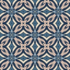 Fototapeta premium Seamless Ikat ethnic traditional Textile pattern geometric abstract folklore ornament Tribal ethnic illustration background design for fabric print, clothing, scarf, carpet