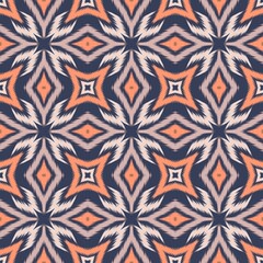Fototapeta premium Seamless Ikat ethnic traditional Textile pattern geometric abstract folklore ornament Tribal ethnic illustration background design for fabric print, clothing, scarf, carpet