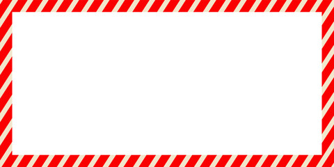 Fototapeta premium Worn warning sign red and white stripes frame, industrial background