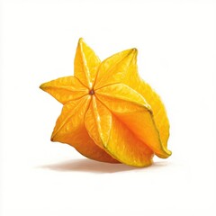 Fototapeta premium Vibrant Yellow Starfruit on White Background Isolated