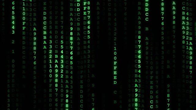 Green Digital Rain Binary Code Falling Background Loop