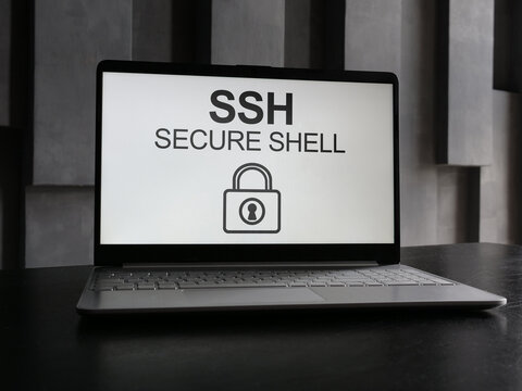 SSH Secure Shell protocol concept with encrypted remote access, secure server connection, command line administration, data protection and network security for IT infrastructure
