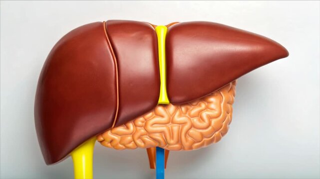 Liver triglyceride storage anatomy and organ structure with intestine and blood vessel model for medical education and health care study