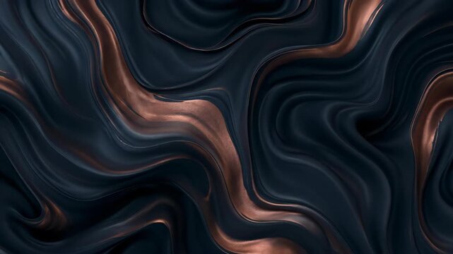 An elegant abstract texture with dark waves and copper accents.