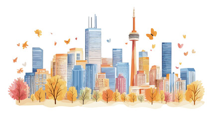 Naklejka premium Toronto. Toronto hand drawn watercolor illustration