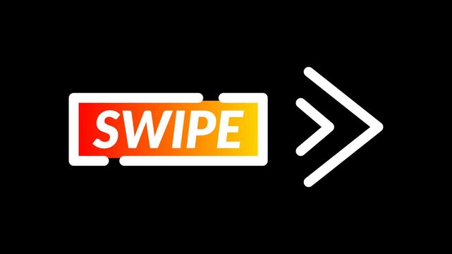 Seamless white swipe text on red to orange gradient rectangle moving horizontally to the right. Dynamic motion graphic with alpha channel background for mobile and web apps