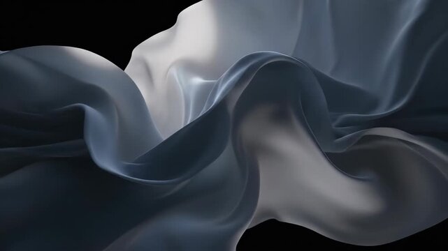 Elegant silk fabric flowing with smooth, abstract waves.