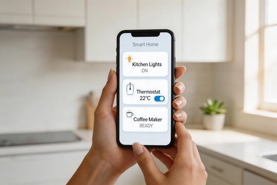 Person using smart home app on phone