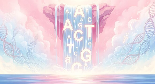 genetic code dna double helix illustration with colorful clouds and light effect