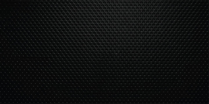 This dark industrial wallpaper features a seamless black carbon fiber texture with a metallic gray grid pattern on a textured mesh surface for a modern vector design backdrop