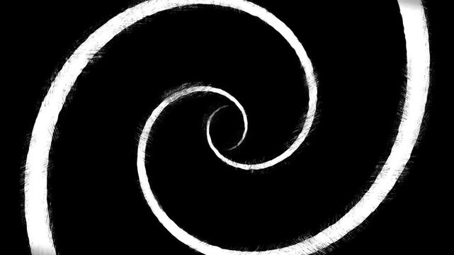 Animated Hand Drawn Scribbles Doodle Background. Spiral vortex doodle Loop Animated Background. Wavy movement of white marker lines, retro vintage scratch vortex grunge animation. Hypnosis concept