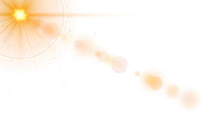 Obraz premium sun light flare golden dust glitter shining stars and corner lens flare on transparent background, png new year and christmas,isolated social media design element