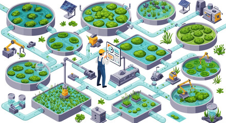 Fototapeta premium Modern Aquaponics System Design and Operation.