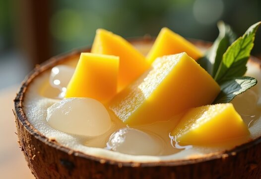Coconut Water Yoga Retreat Refreshment Tropical Fruit Garnish Zen Clarity Mood Relaxation