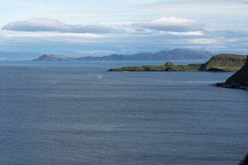The Isle of Skye,  is a large and scenic island in the Inner Hebrides of Scotland. It's known for its dramatic landscapes.Ocean views from the Lealt Falls lookout © ANADEL