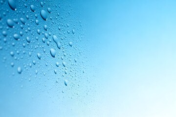 Obraz premium Water droplets on blue surface