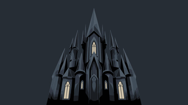 Translucent obsidian castle with glowing windows &ndash; Suitable for mystical world-building, dark luxury, or cinematic art.