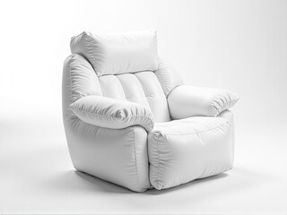 Naklejka premium A single white recliner chair with pillows, great for relaxing