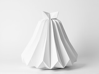 Fototapeta premium A simple yet elegant white paper vase adorned with a colorful bow