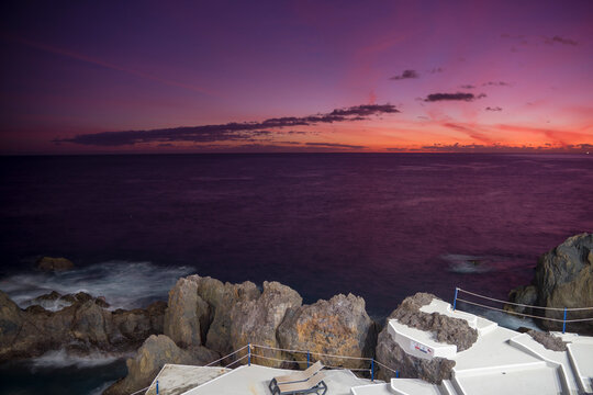 Sunset over the Atlantic from Canico in Madeira, Portugal