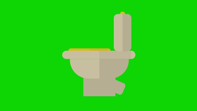 Toilet bowl animation with opening and closing lid on green screen background