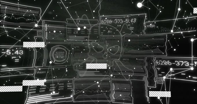 Sliding bars initiating node glow, schematic revealing eyes, codes updating for tech analysis