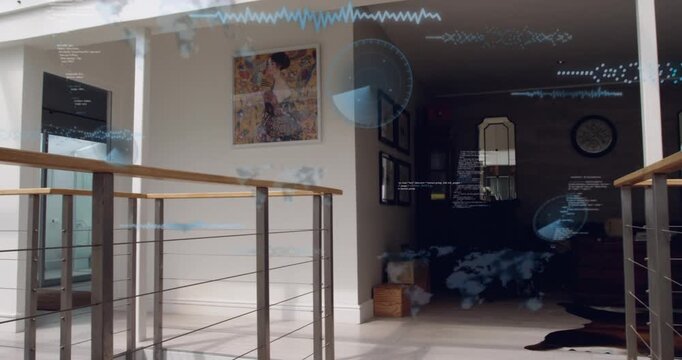 Metal rail filling front as play starting radar growing sweeping doorway showing smart home info