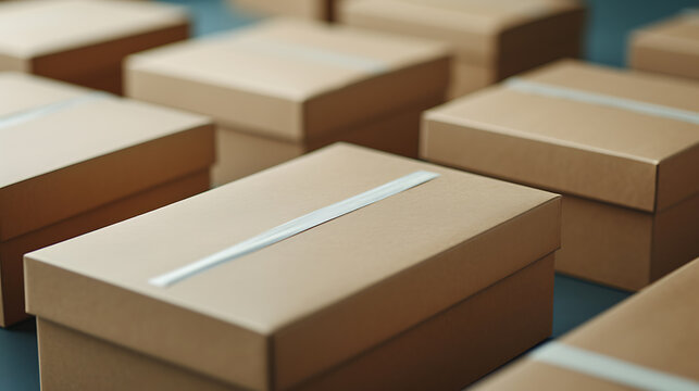 発送用の箱とブランディング素材が並ぶEC梱包テーブル