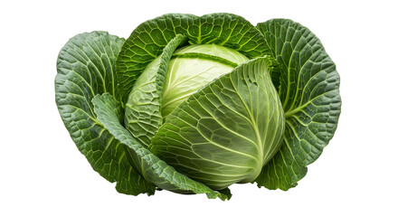 Fototapeta premium Fresh green cabbage for cooking and food packaging, isolated on white background