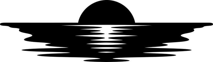 Fototapeta premium Silhouette of a sunset or sunrise over water with reflection, representing peace, beauty, and new beginnings