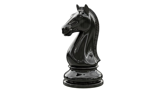 3D chess piece knight black wood
