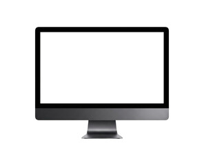 Fototapeta premium Generic dark gray desktop monitor with blank screen isolated. Computer display branding mockup.