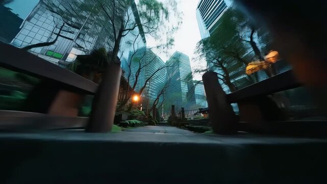 無人の未来都市とネオンライト
光が脈打つサイバーパンク背景